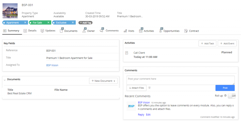 Real Estate CRM Properties management